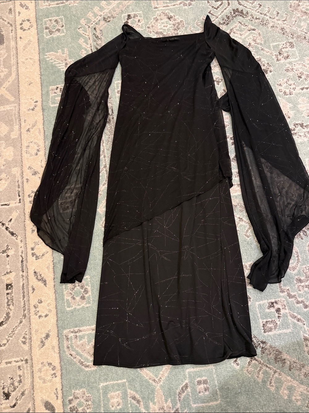 Black Sparkle Long Sleeve Evening Dress size 42